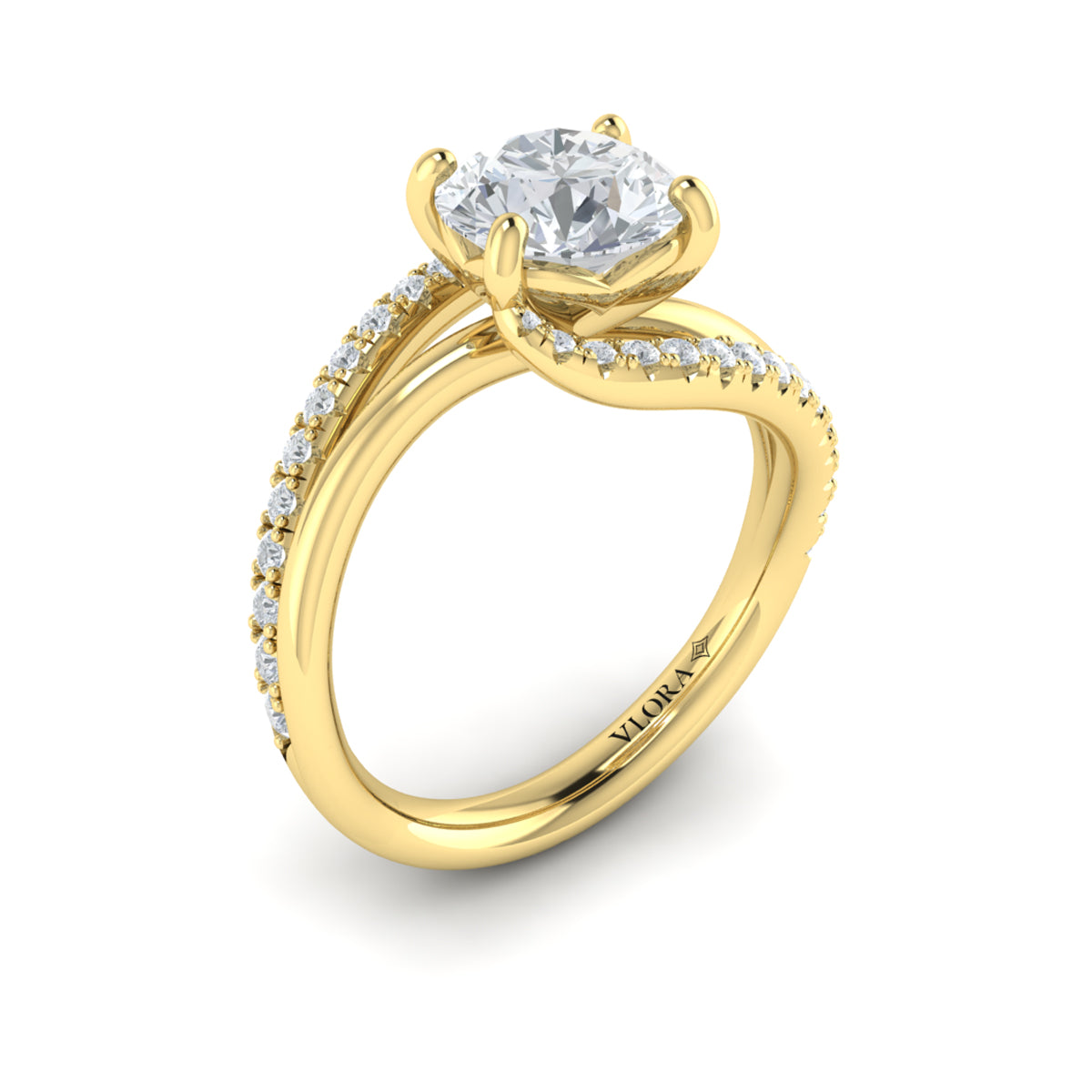 14kt Yellow Gold Round Diamond Engagement Ring