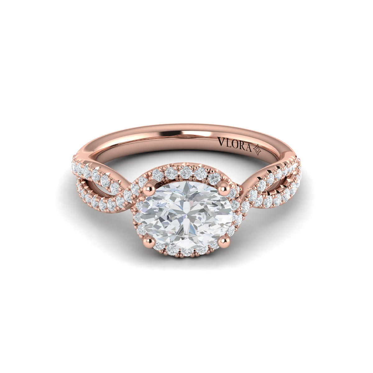 18kt Rose Gold Oval Diamond Embrace Engagement Ring