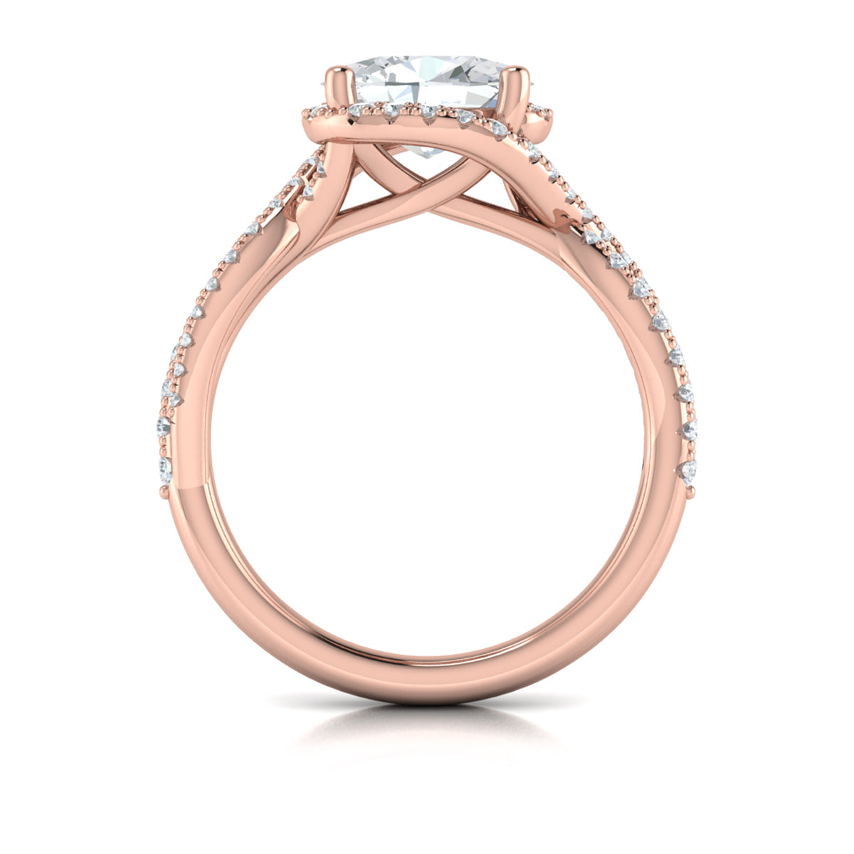 18kt Rose Gold Oval Diamond Embrace Engagement Ring