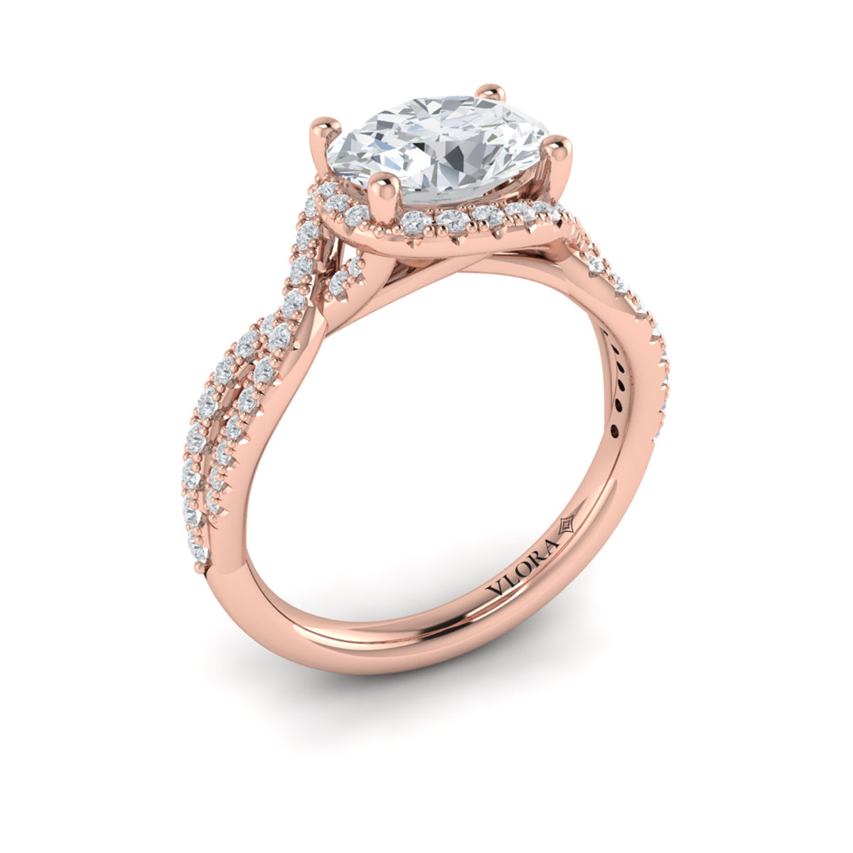 18kt Rose Gold Oval Diamond Embrace Engagement Ring