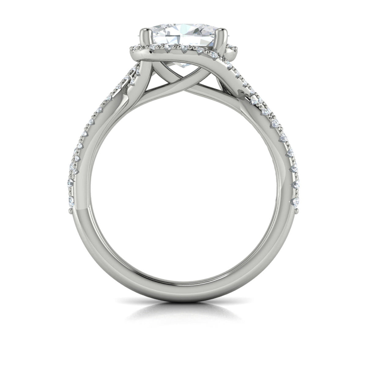 14K White Gold Oval Diamond Embrace Halo Ring
