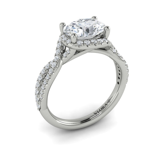 14K White Gold Oval Diamond Embrace Halo Ring