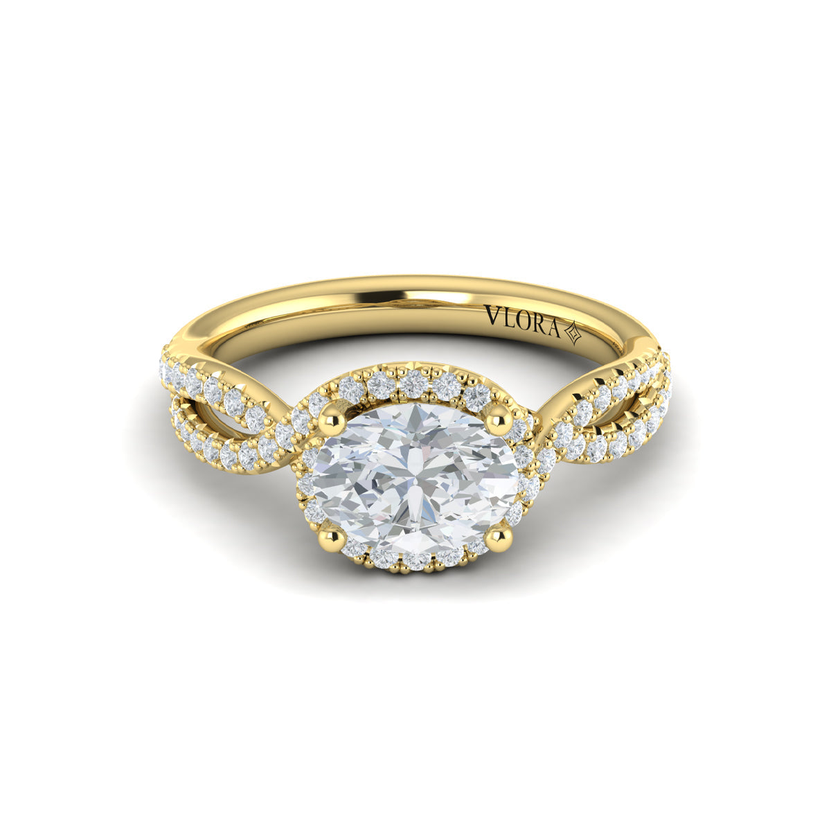 14kt Yellow Gold Oval Diamond Embrace Engagement Ring