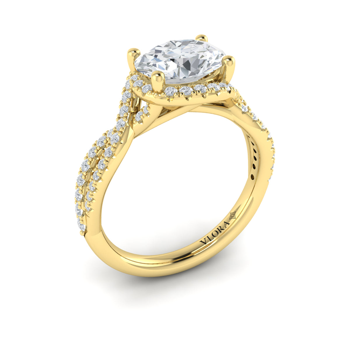 14kt Yellow Gold Oval Diamond Embrace Engagement Ring