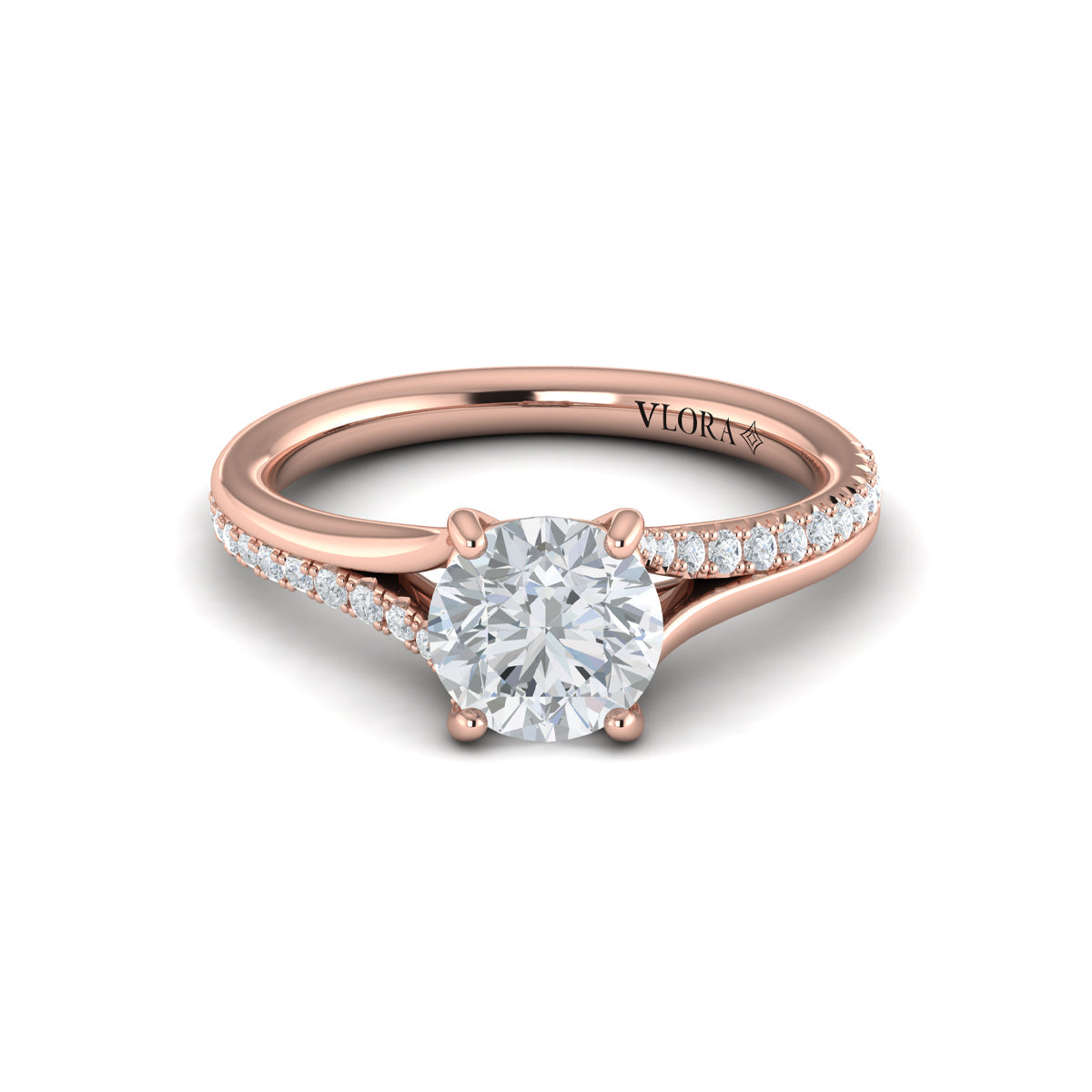 14kt Rose Gold Split Shank Diamond Engagement Ring