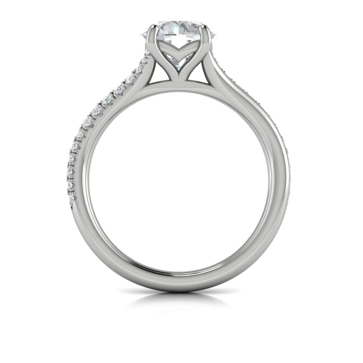 14K White Gold Split Shank Diamond Engagement Ring