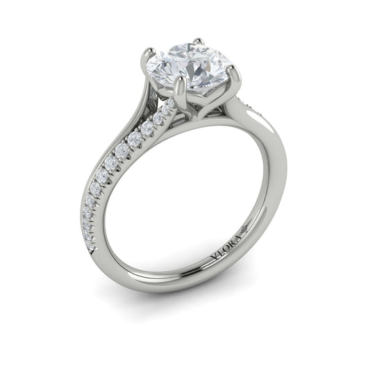 14K White Gold Split Shank Diamond Engagement Ring
