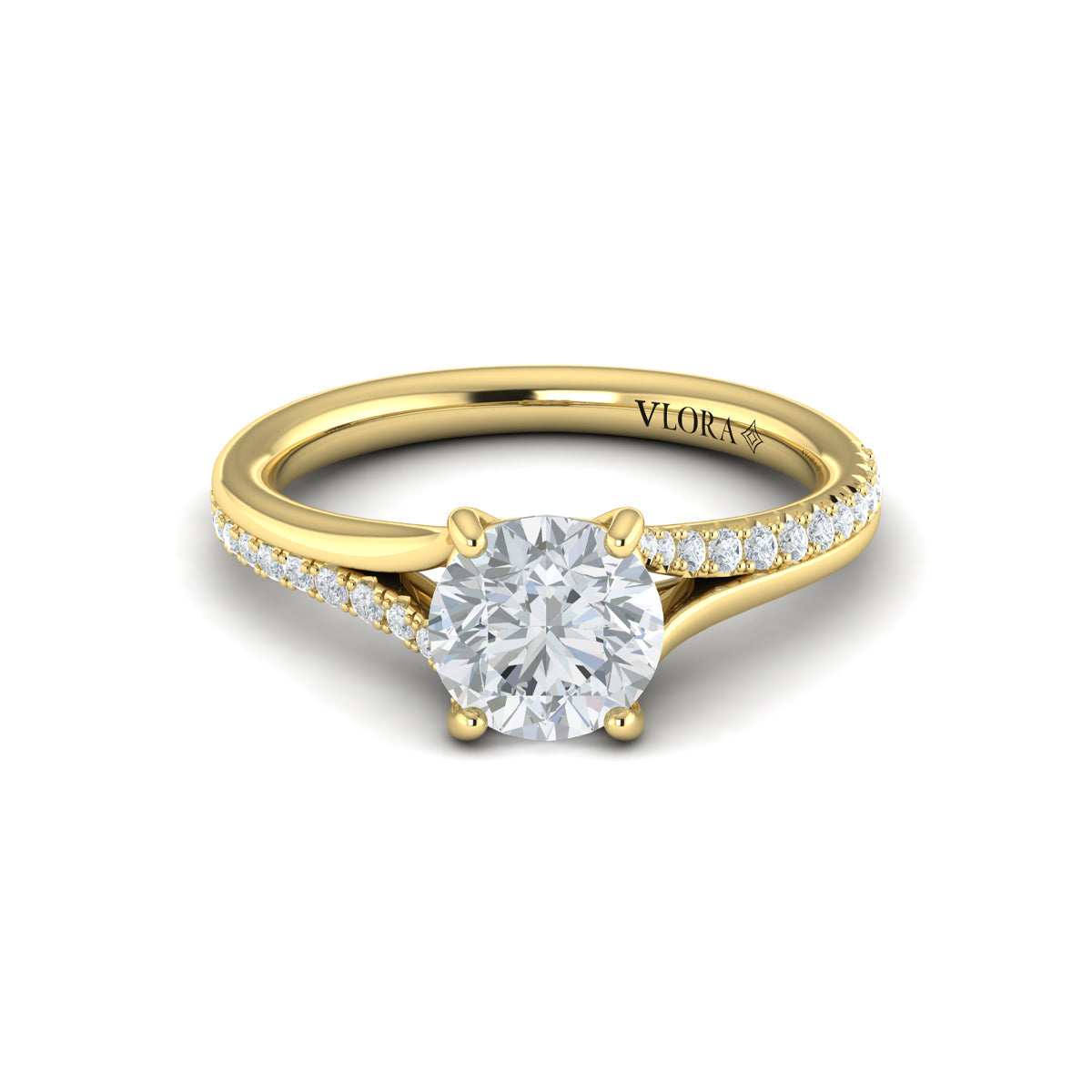 18kt Yellow Gold Split Shank Diamond Engagement Ring