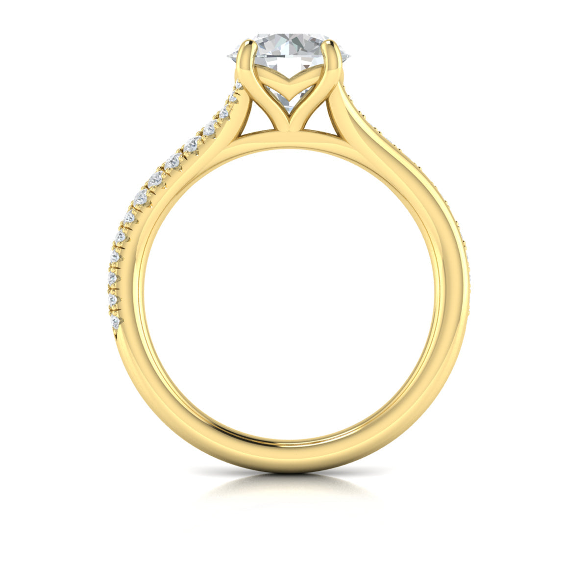 18kt Yellow Gold Split Shank Diamond Engagement Ring