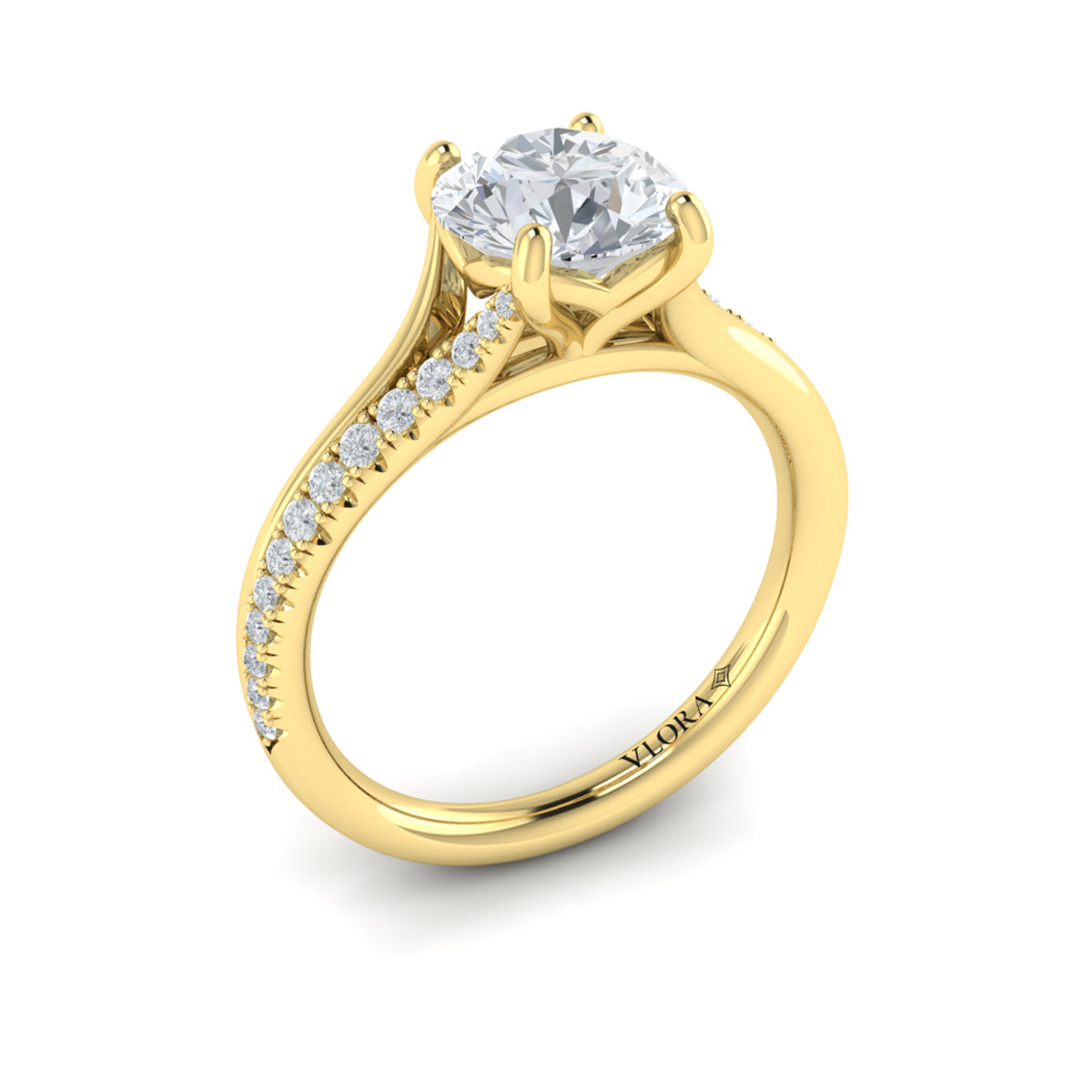 18kt Yellow Gold Split Shank Diamond Engagement Ring