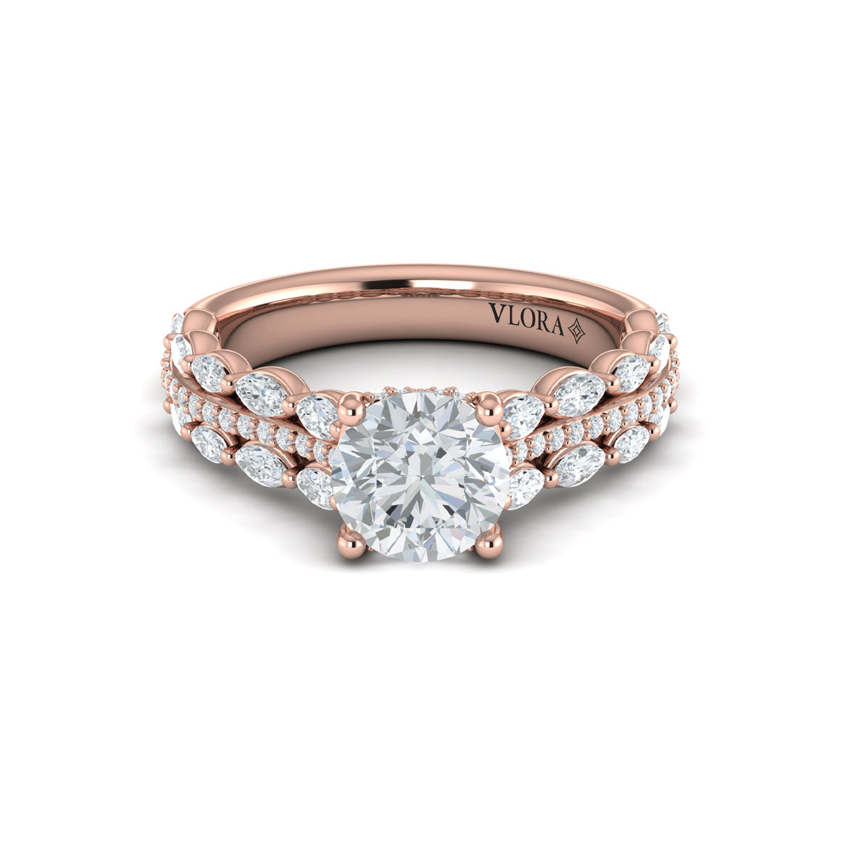14kt Rose Gold Marquise Diamond Harmony Engagement Ring