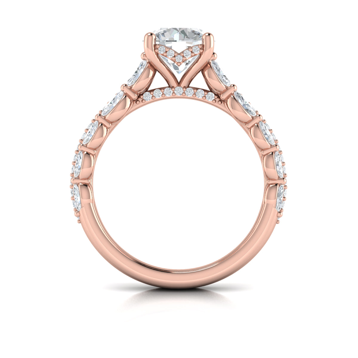 14kt Rose Gold Marquise Diamond Harmony Engagement Ring