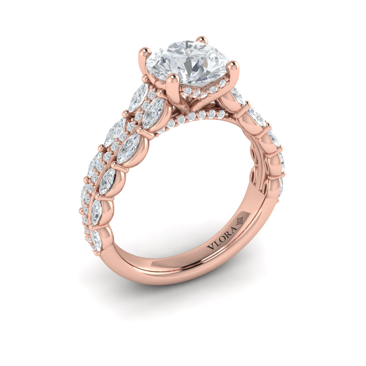 14kt Rose Gold Marquise Diamond Harmony Engagement Ring