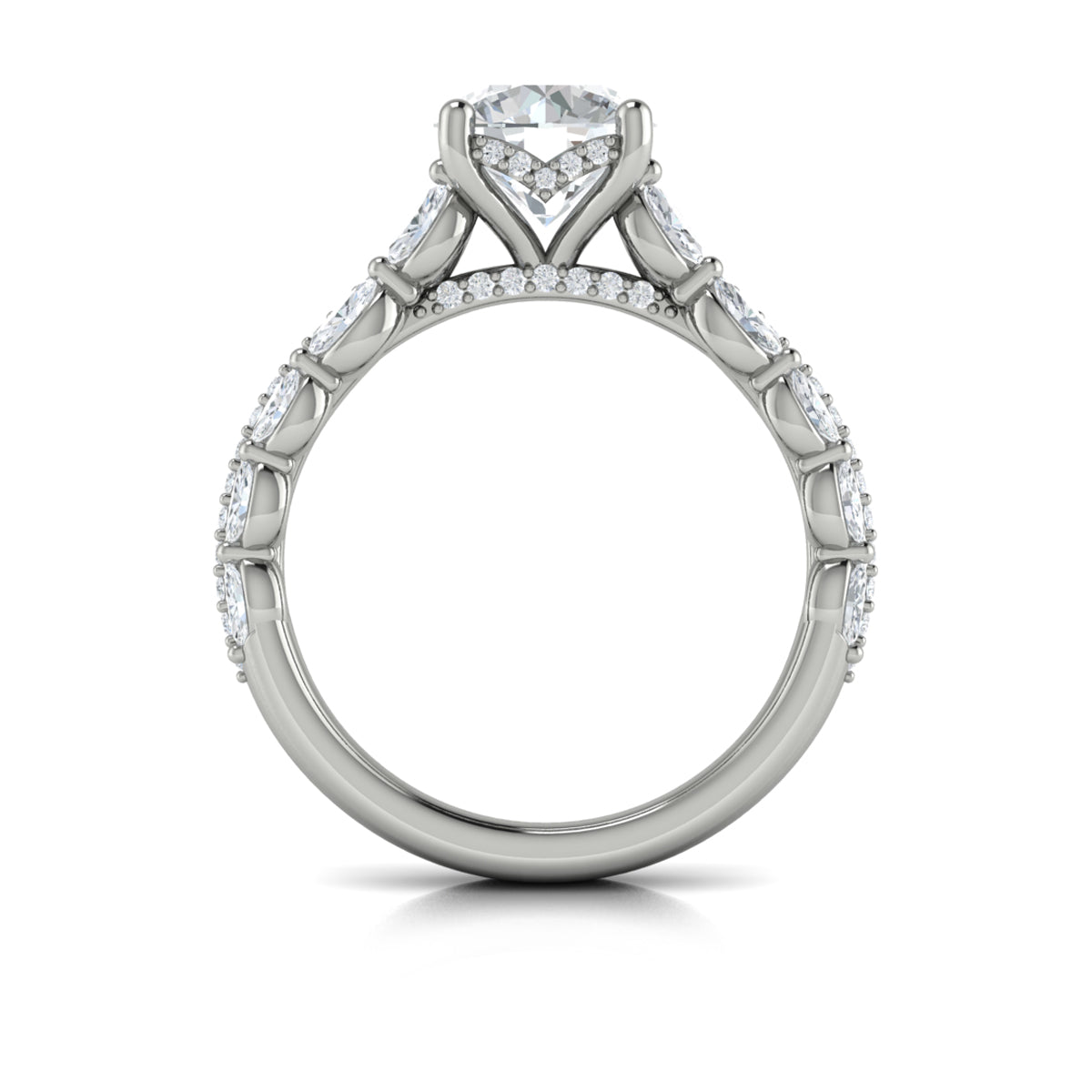 14K White Gold Marquise Diamond Harmony Engagement Ring