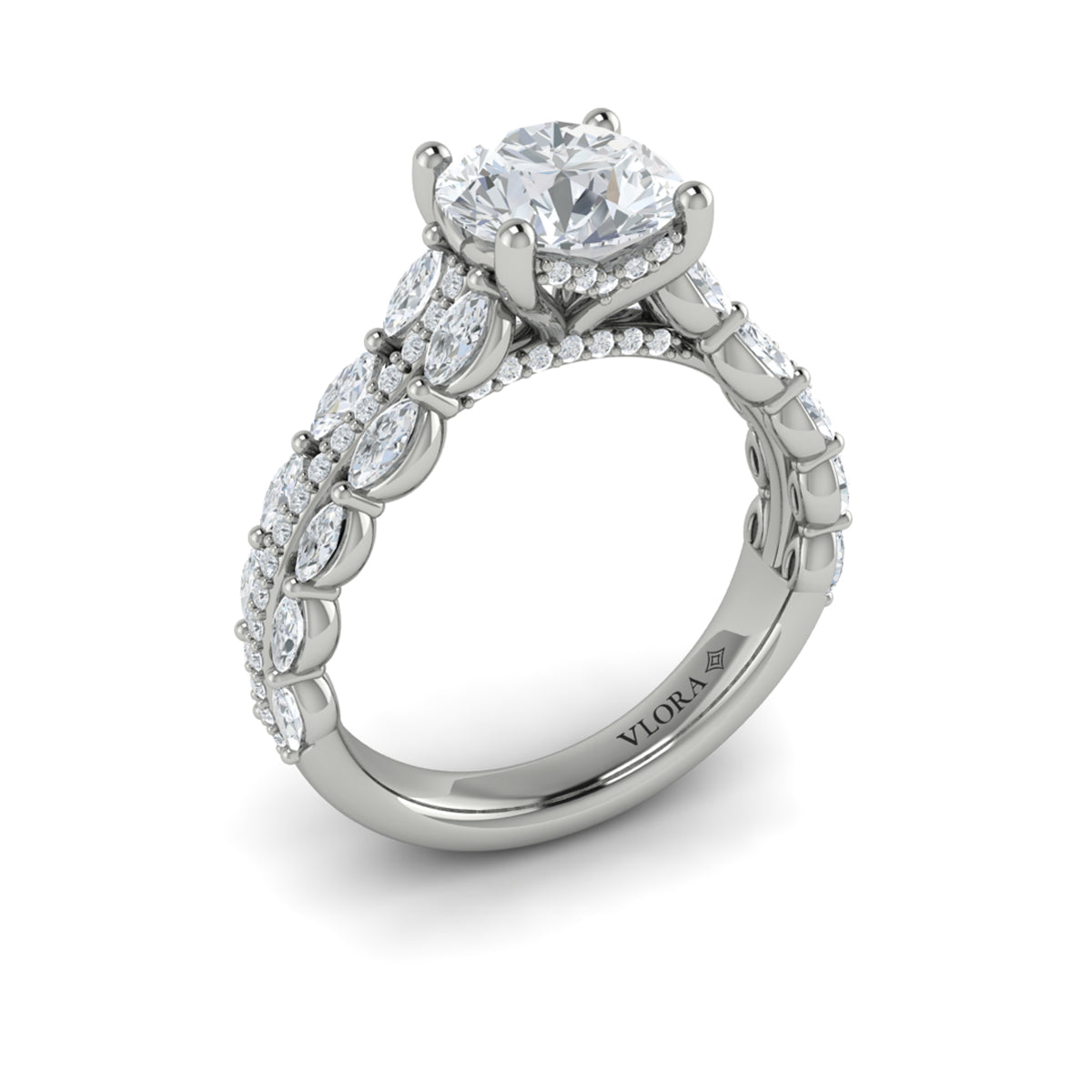 14K White Gold Marquise Diamond Harmony Engagement Ring