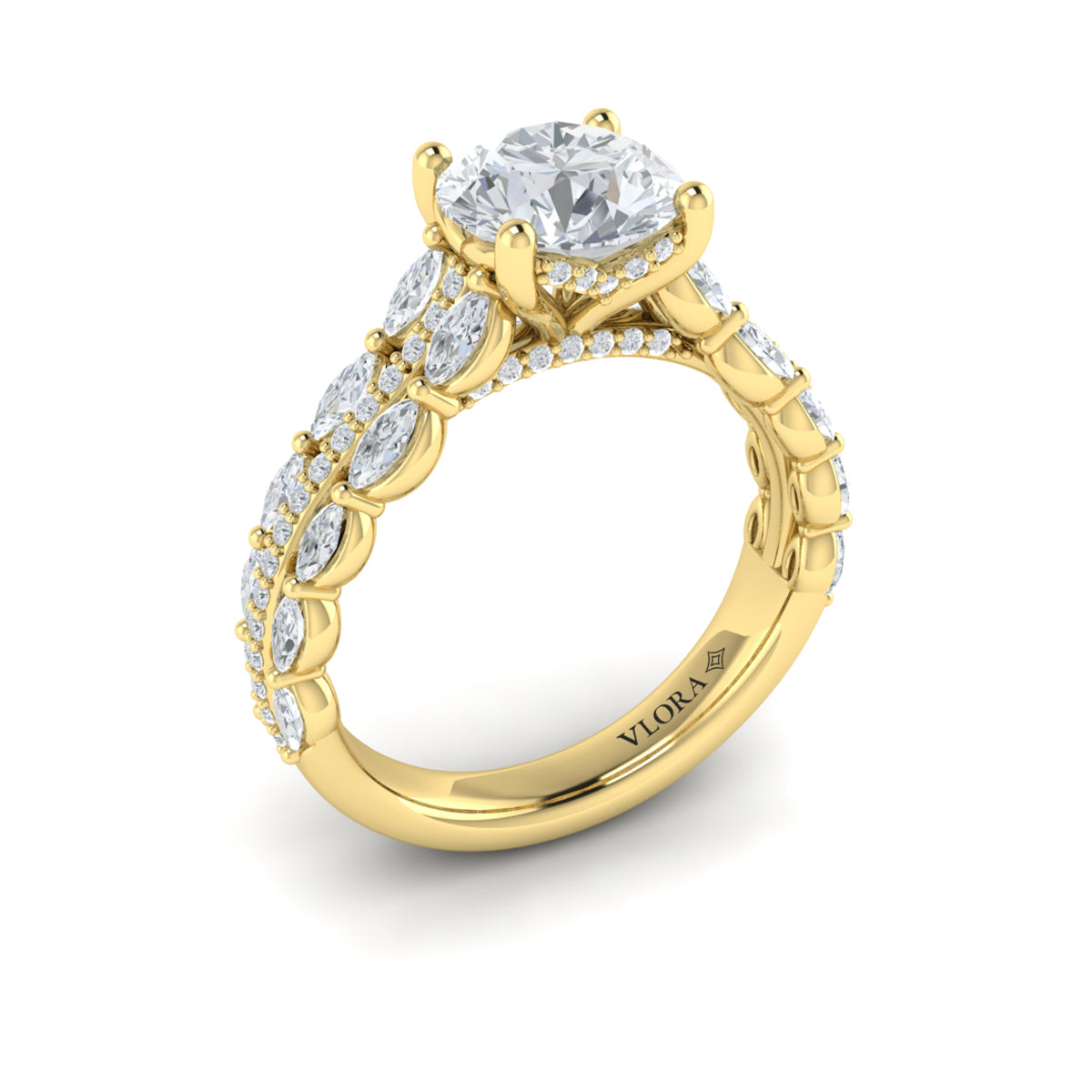 14kt Yellow Gold Round Diamond Harmony Engagement Ring