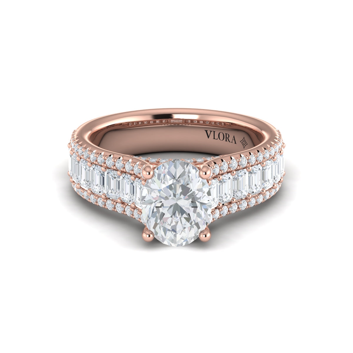 14kt Rose Gold Oval Diamond Bridal Ring