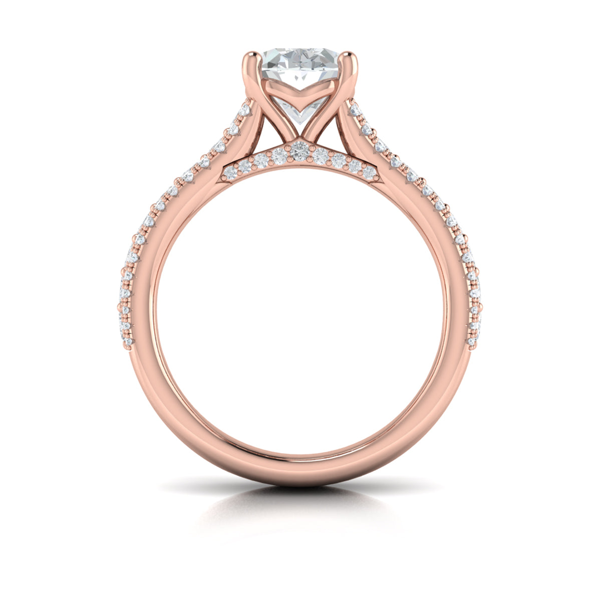 14kt Rose Gold Oval Diamond Bridal Ring