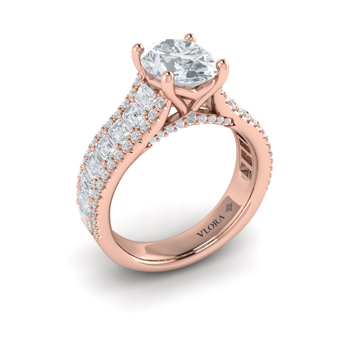 14kt Rose Gold Oval Diamond Bridal Ring