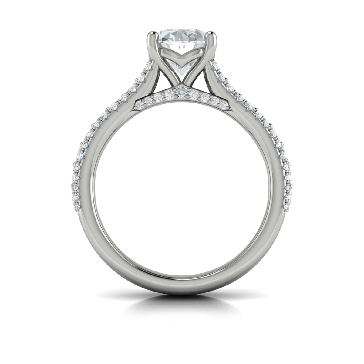 14K White Gold Oval Diamond Cathedral Engagement Ring