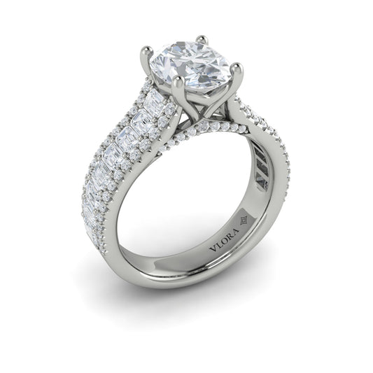 14K White Gold Oval Diamond Cathedral Engagement Ring