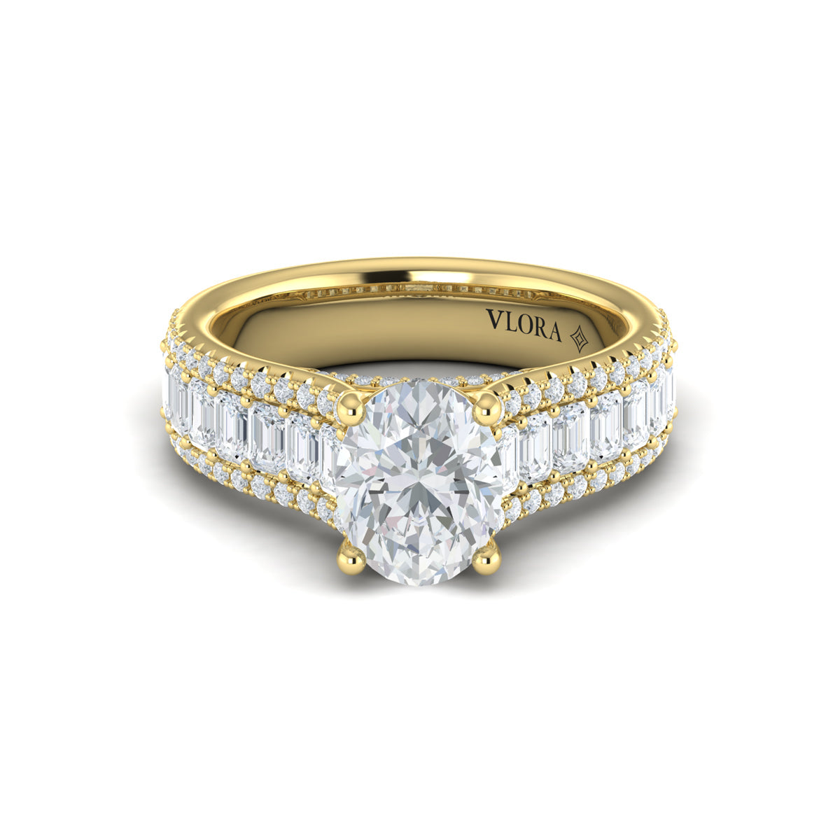 14kt Yellow Gold Oval Diamond Cathedral Engagement Ring