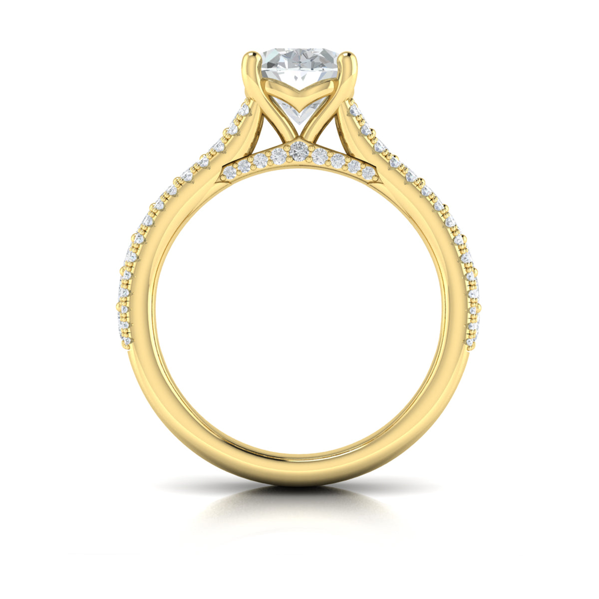 14kt Yellow Gold Oval Diamond Cathedral Engagement Ring