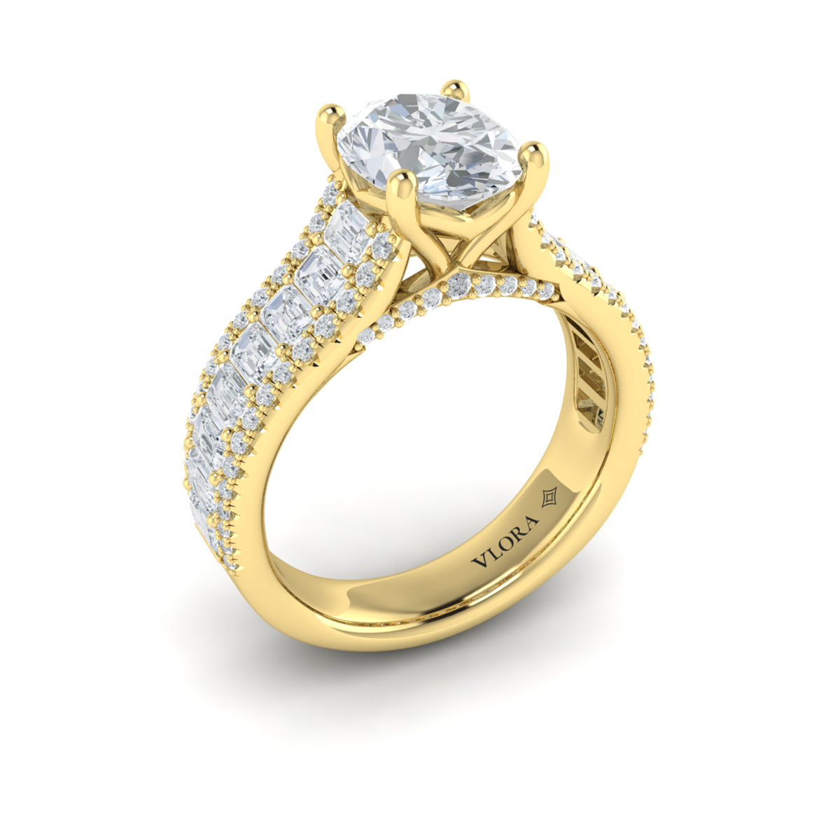 14kt Yellow Gold Oval Diamond Cathedral Engagement Ring