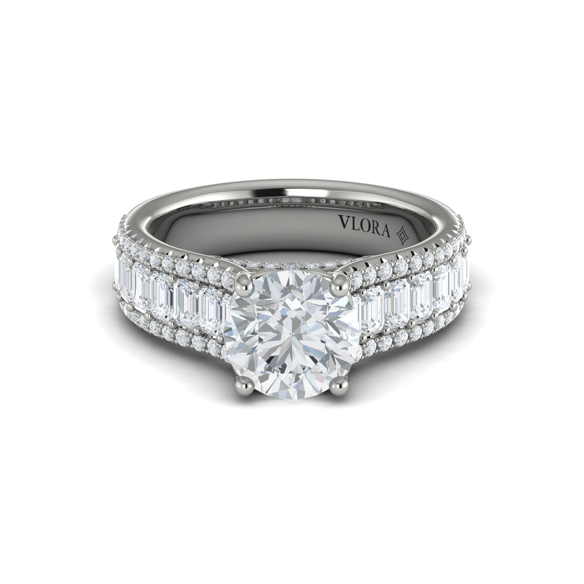 14K White Gold Oval Diamond Cathedral Engagement Ring