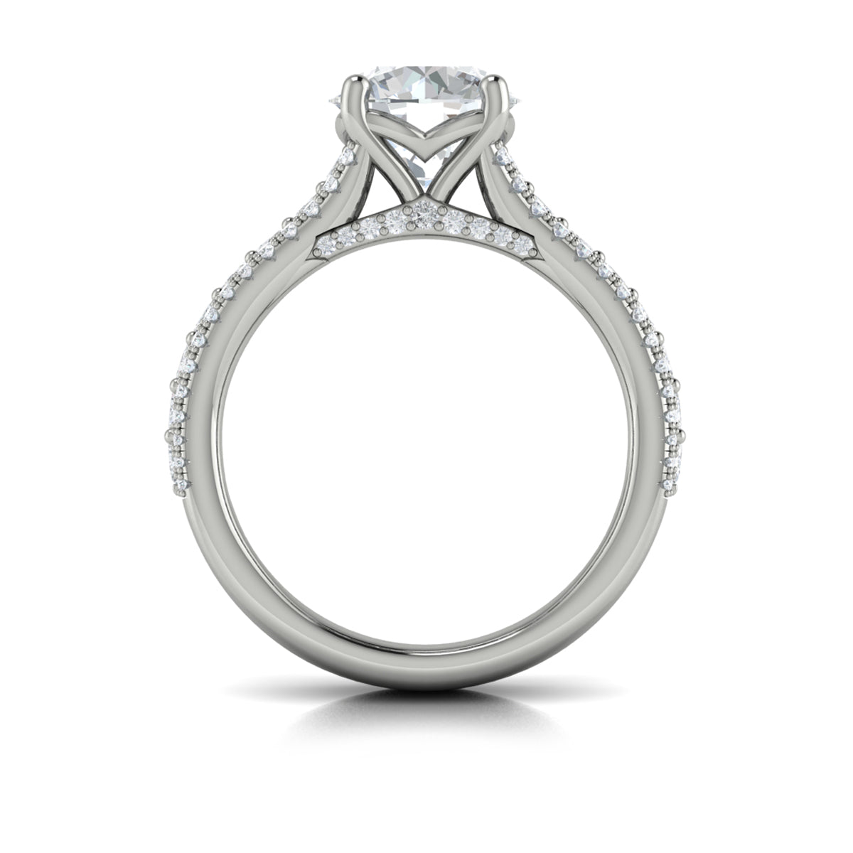 14K White Gold Oval Diamond Cathedral Engagement Ring