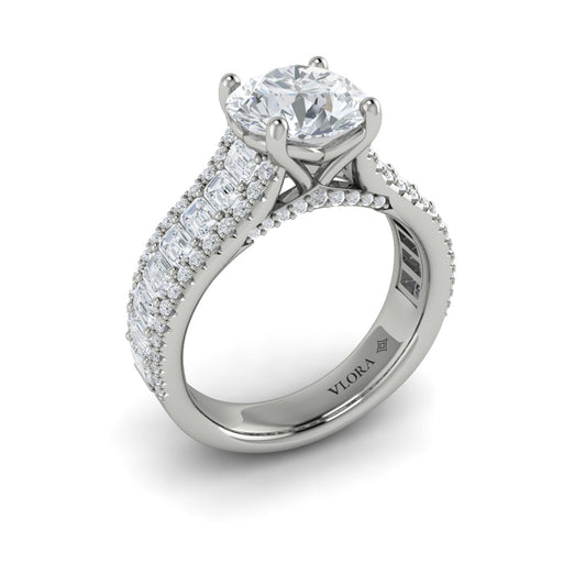 14K White Gold Oval Diamond Cathedral Engagement Ring