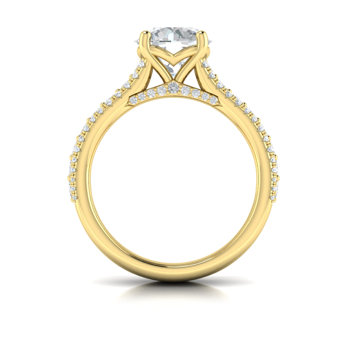 14kt Yellow Gold Oval Diamond Cathedral Engagement Ring