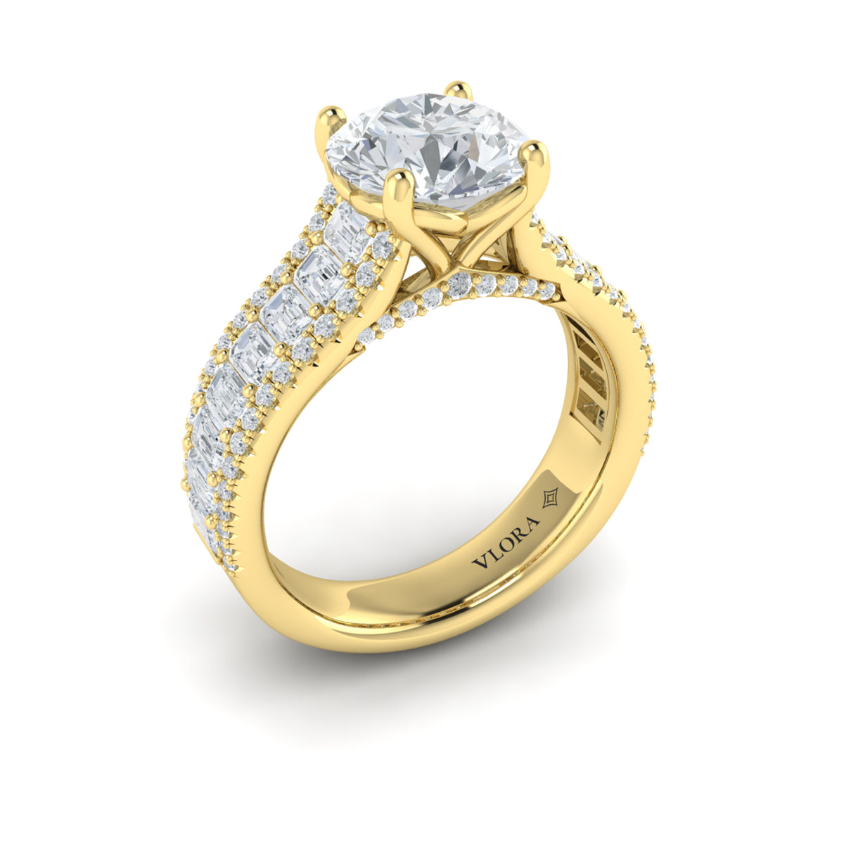14kt Yellow Gold Oval Diamond Cathedral Engagement Ring