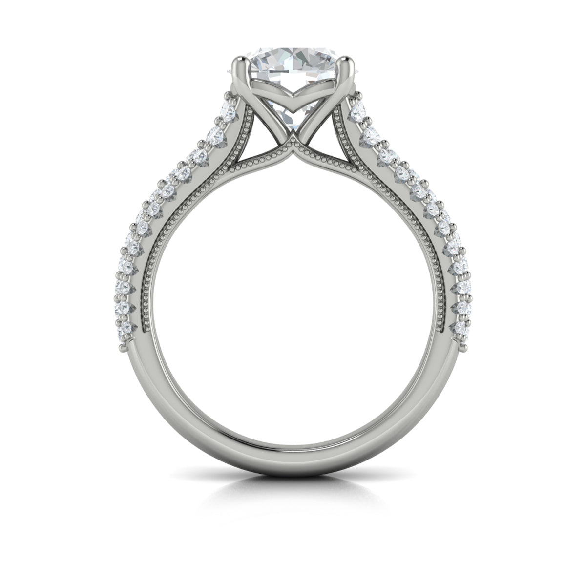 14K White Gold Round Diamond Vintage Engagement Ring