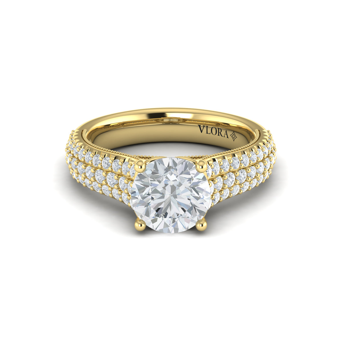 18kt Yellow Gold Round Diamond Vintage Bridal Ring