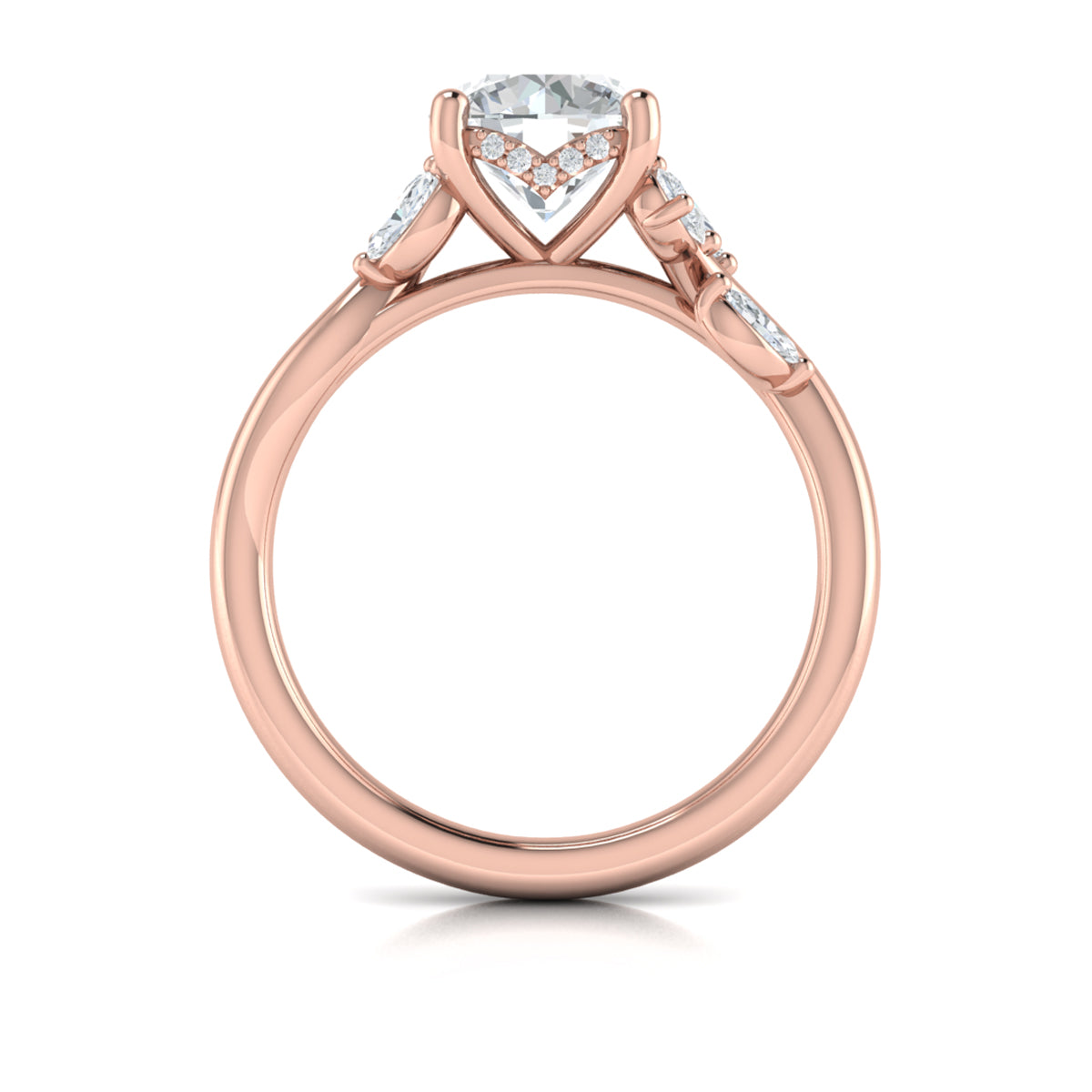 14kt Rose Gold Round Diamond Hidden Halo Ring