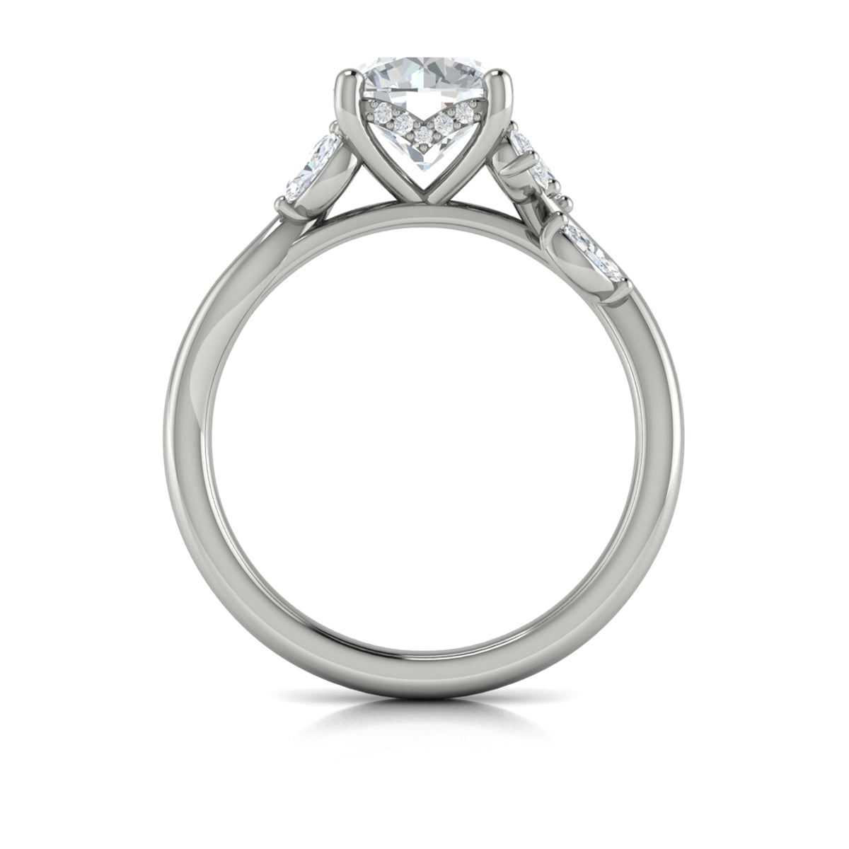 14K White Gold Round Diamond Hidden Halo Ring