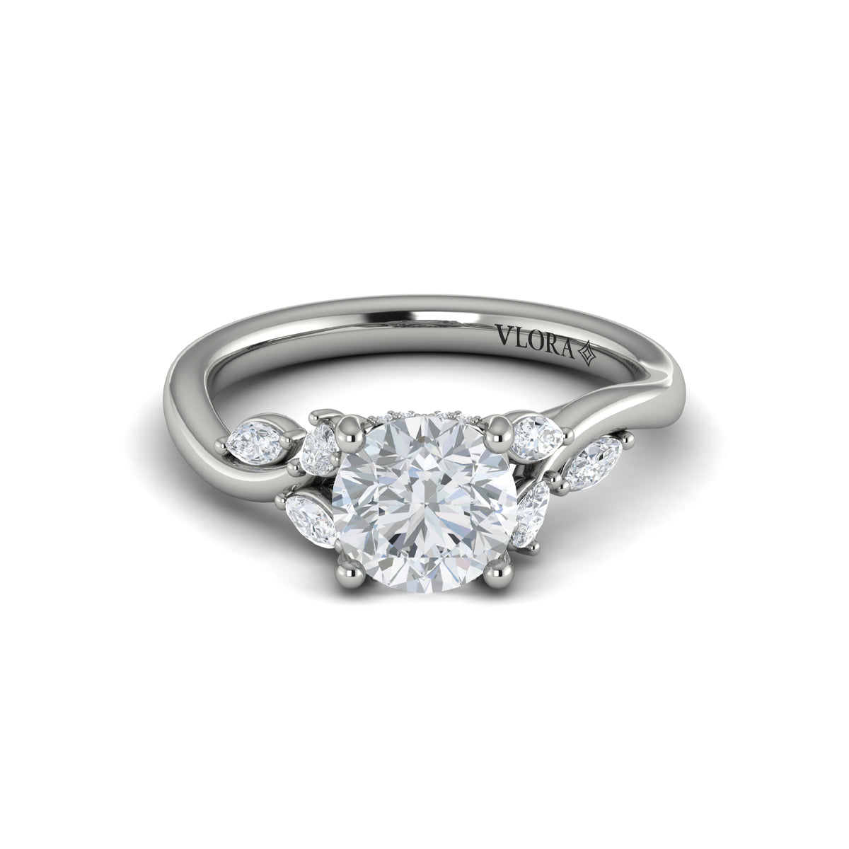 14K White Gold Round Diamond Hidden Halo Ring