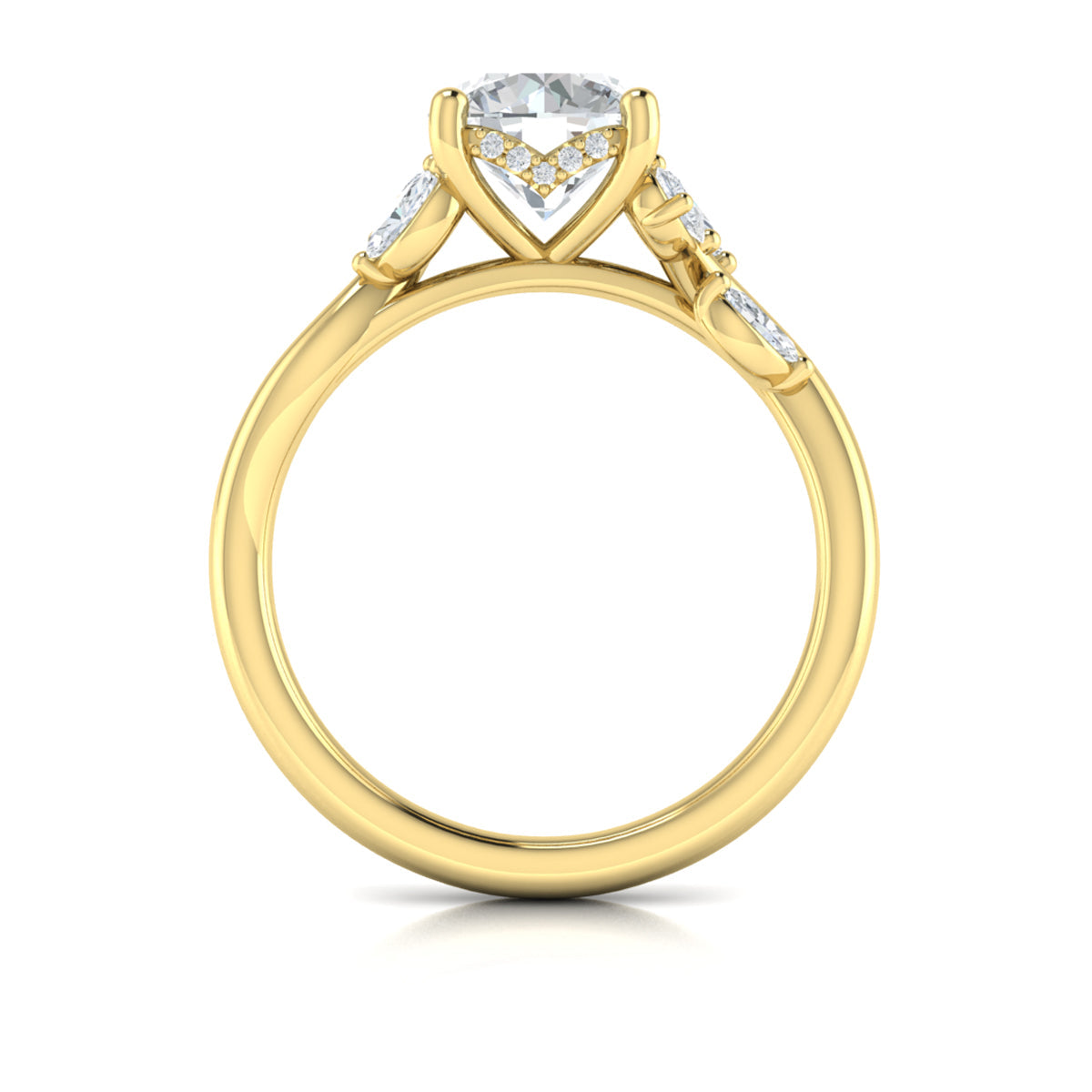 14kt Yellow Gold Round Diamond Hidden Halo Ring
