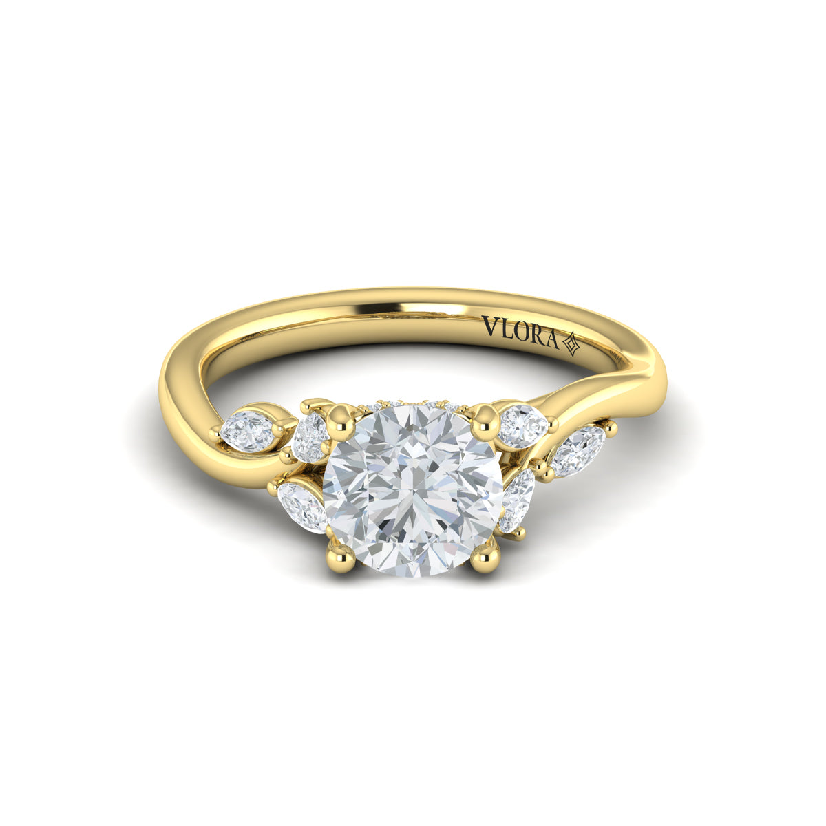 14kt Yellow Gold Round Diamond Hidden Halo Ring