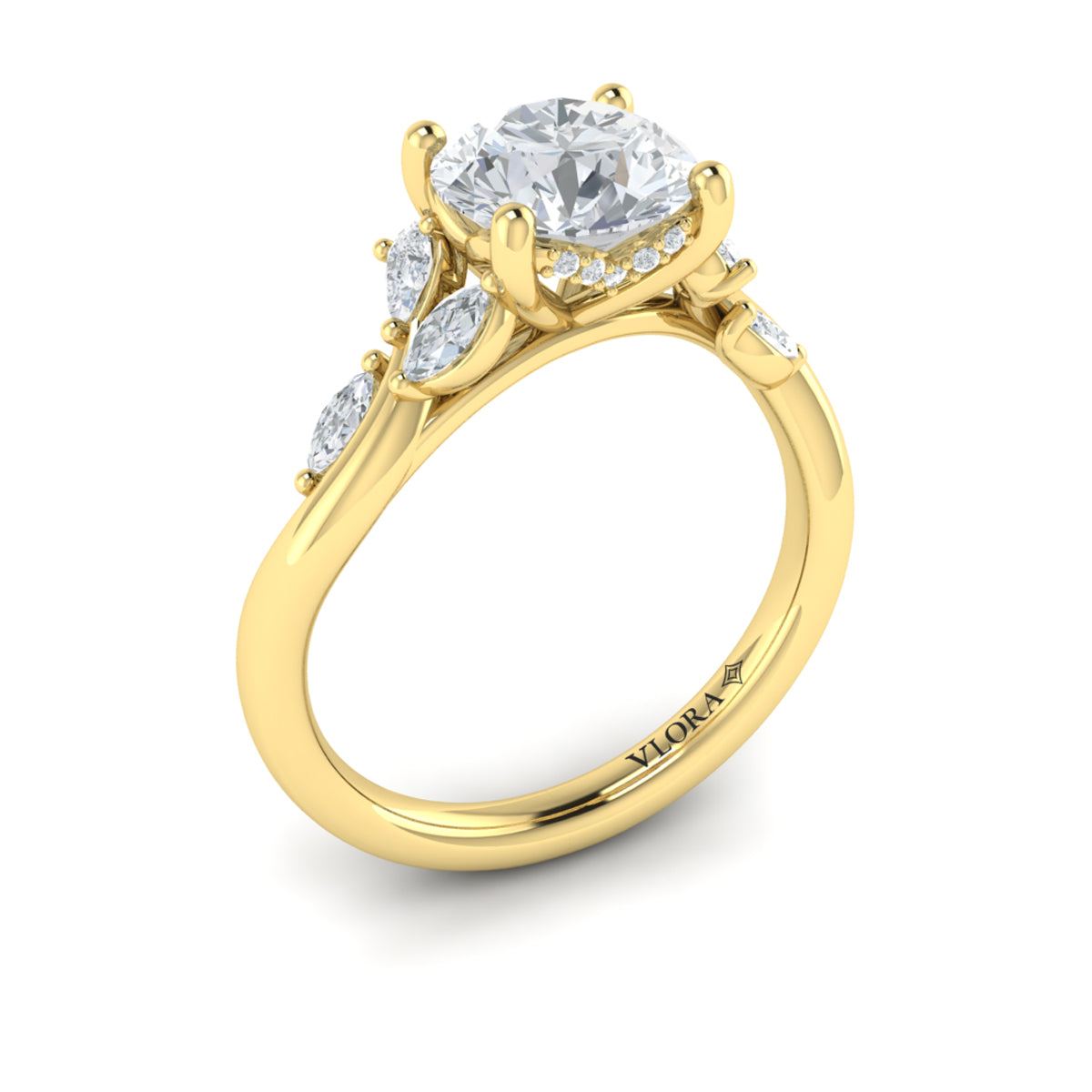 14kt Yellow Gold Round Diamond Hidden Halo Ring