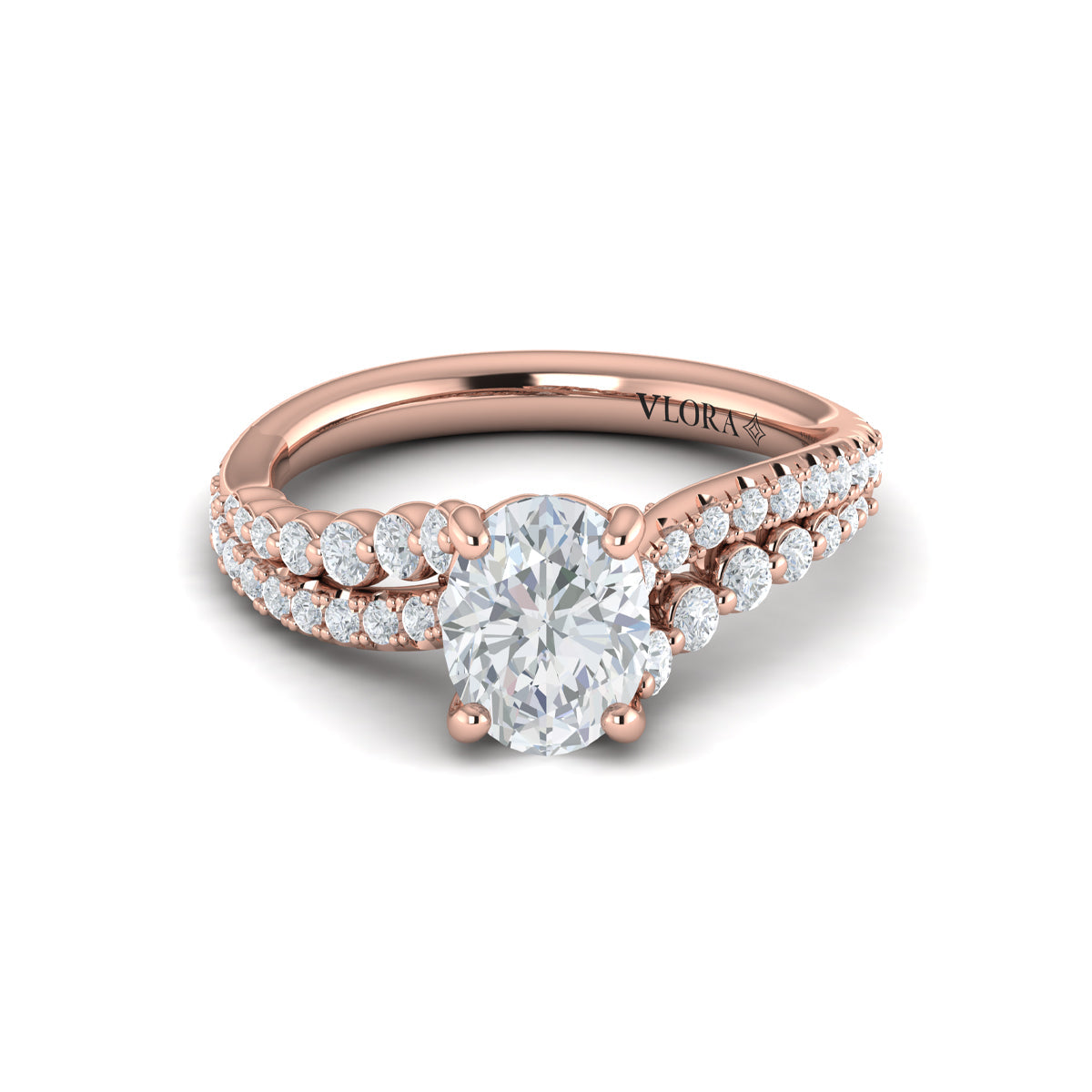 14kt Rose Gold Oval Diamond Womens Engagement Ring