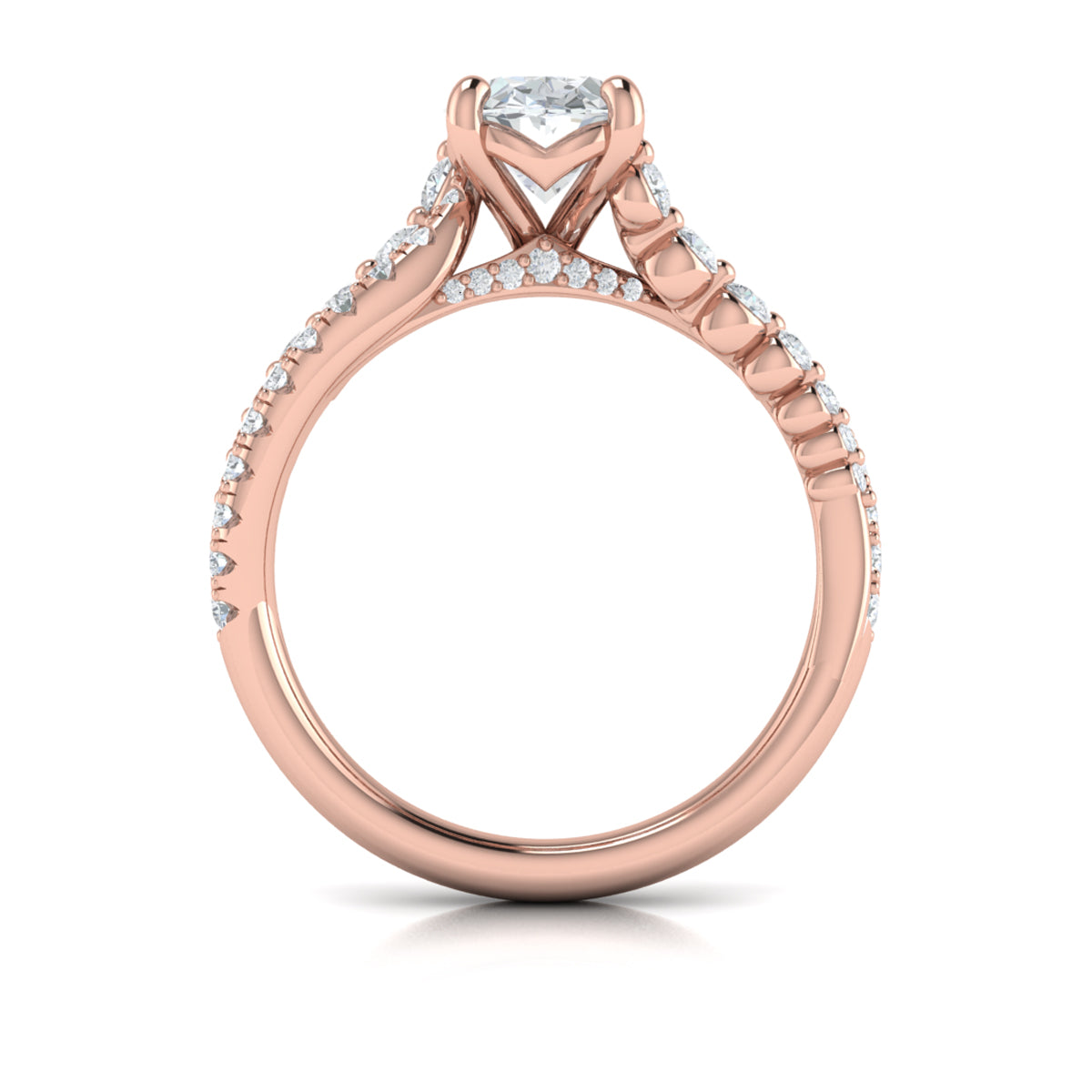 14kt Rose Gold Oval Diamond Womens Engagement Ring