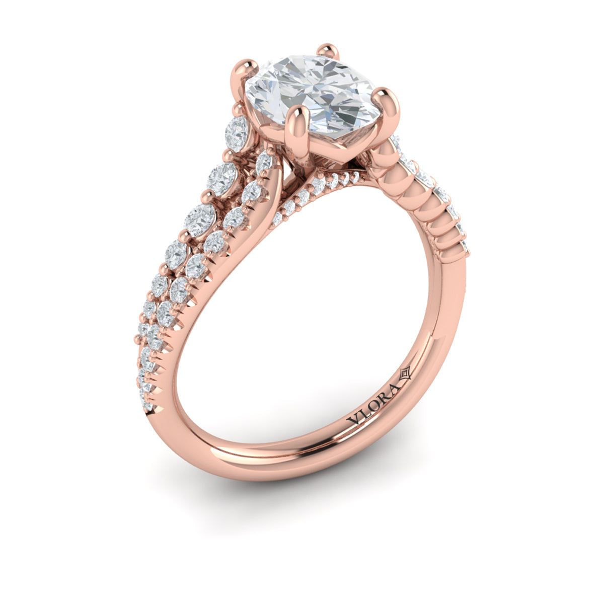 14kt Rose Gold Oval Diamond Womens Engagement Ring