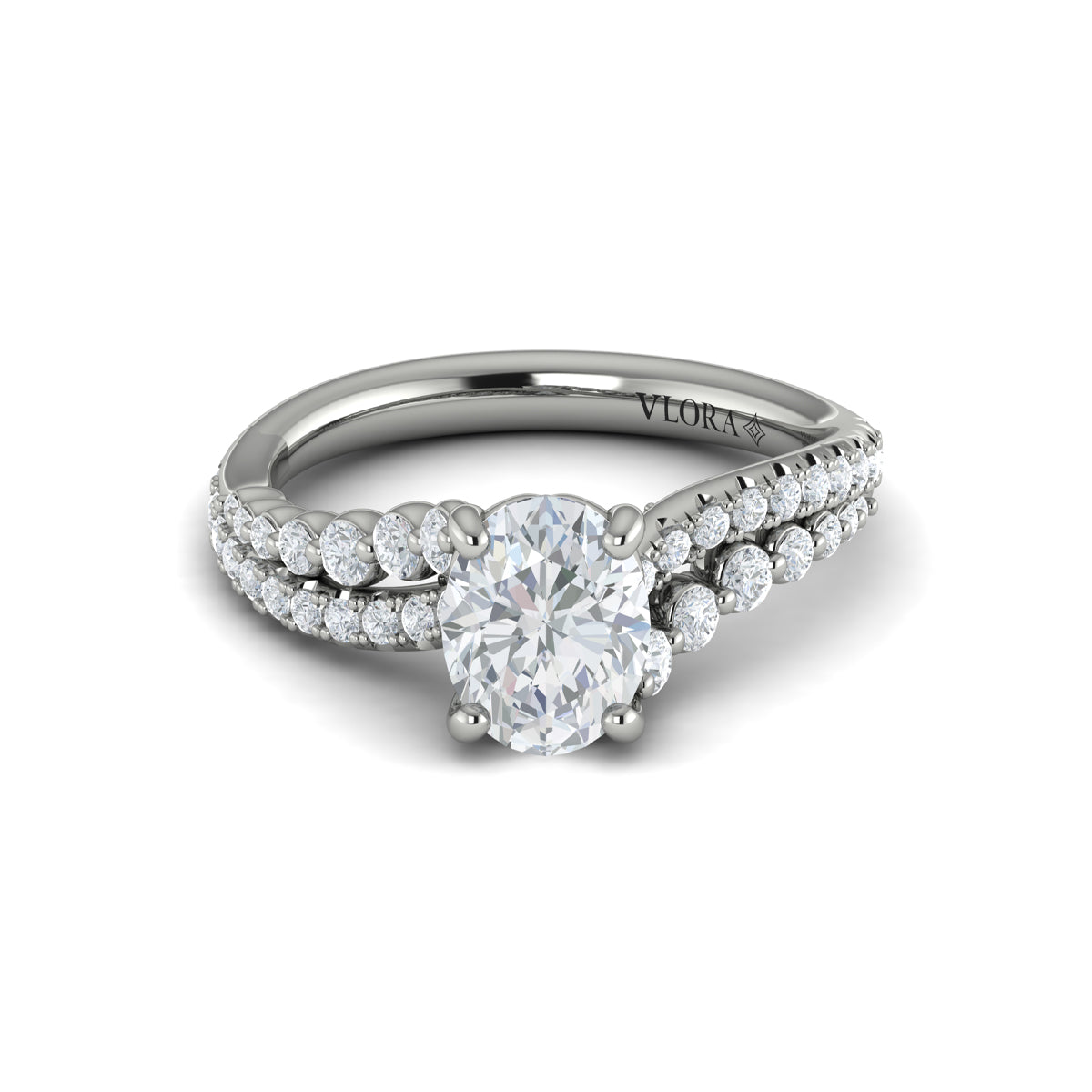 14K White Gold Oval Diamond Womens Engagement Ring