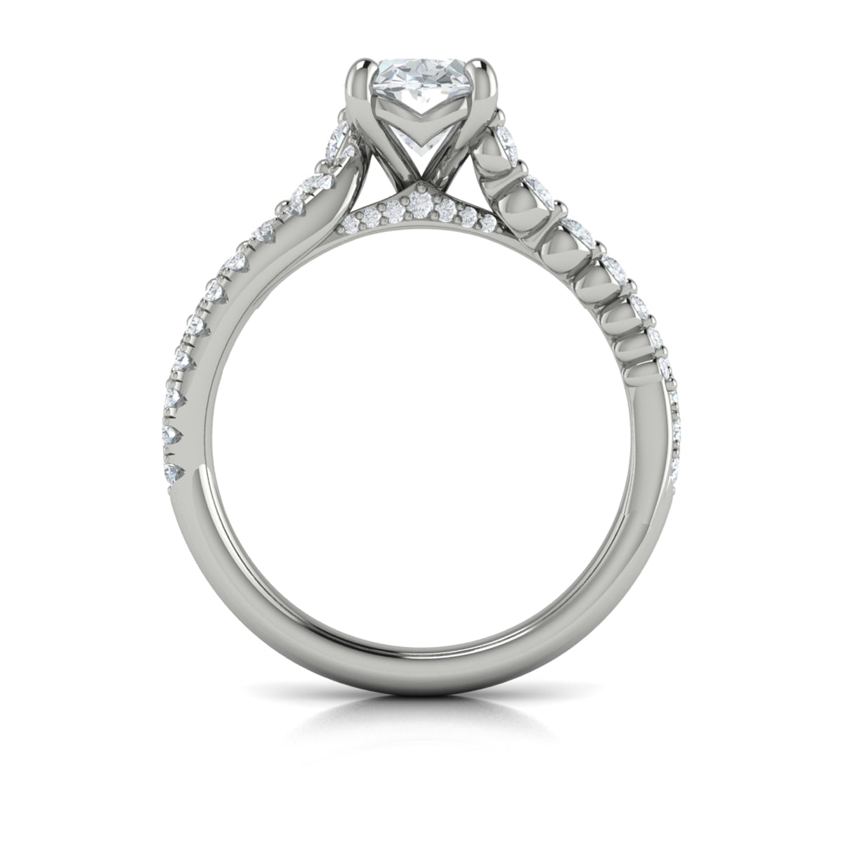 14K White Gold Oval Diamond Womens Engagement Ring