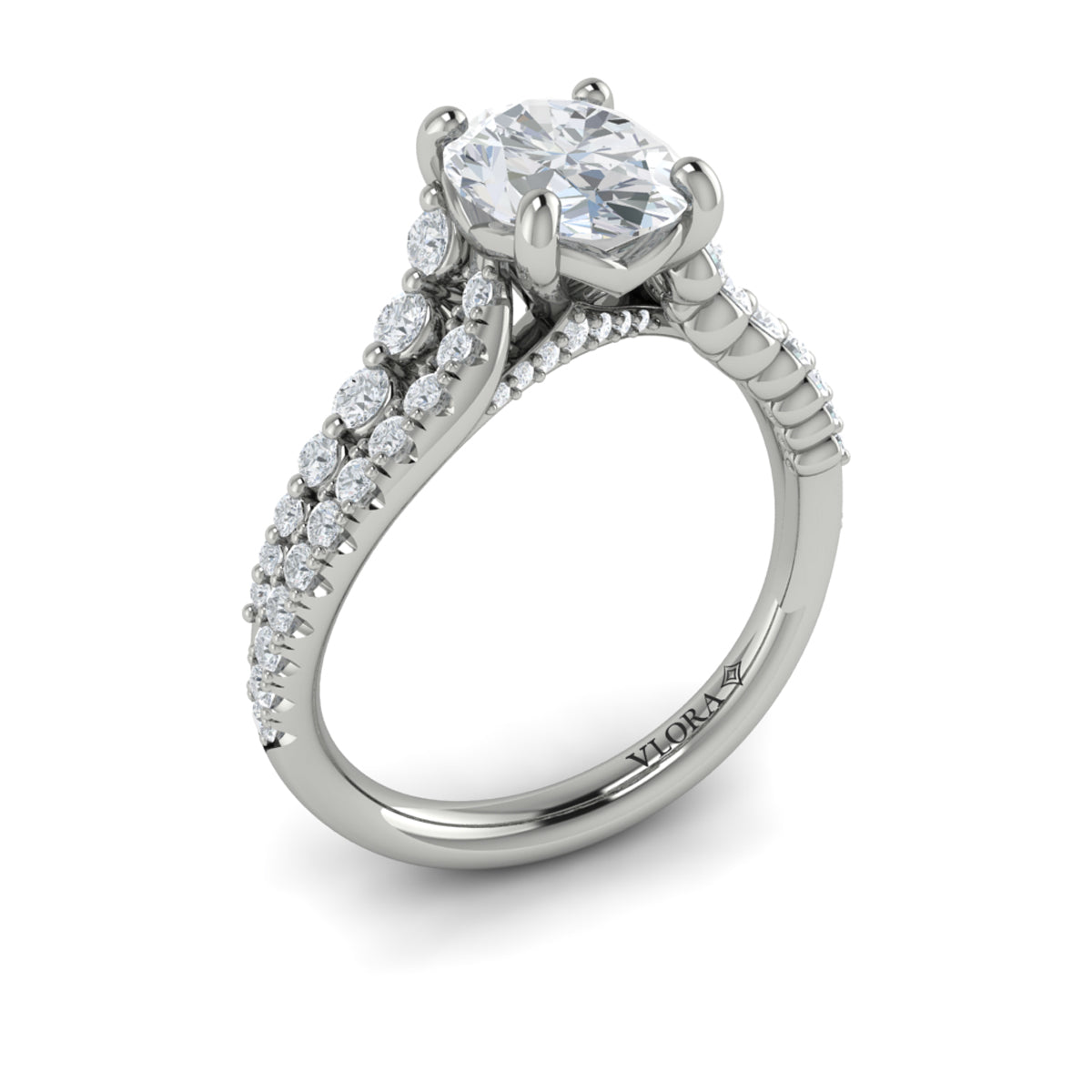 14K White Gold Oval Diamond Womens Engagement Ring