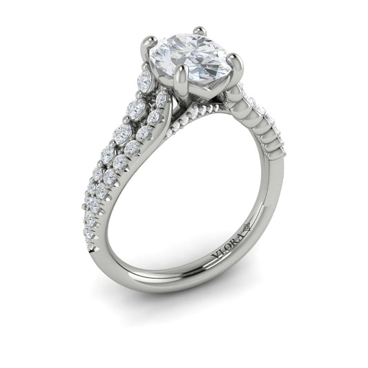 14K White Gold Oval Diamond Womens Engagement Ring