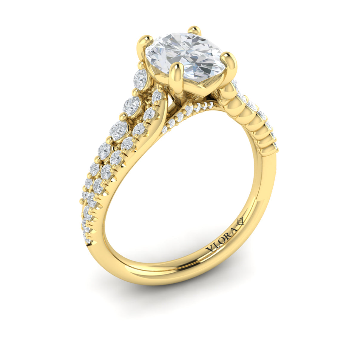 18kt Yellow Gold Oval Diamond Womens Engagement Ring