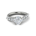 14K White Gold Oval Diamond Split Shank Ring